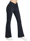 Baleaf Women'S Fleece Lined Pants Winter Thermal Warm Flare Leggings Bootcut Yoga Pants Bell Bottom With Pockets Black 32' S