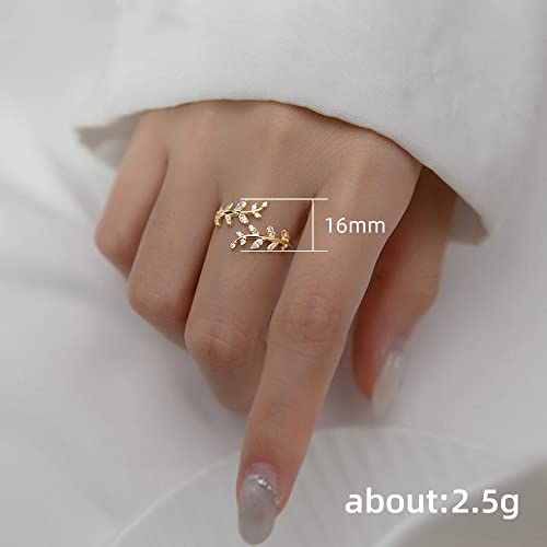Mnyixsi Leaf Zircon Ring 925 Sterling Silver Dainty Zircon Rings Hypoallergenic Lucky Leaves Statement Ring for Women Promise Ring Fashion Jewelry Vine Leaf Fashion Statement Ring for Women Silver4