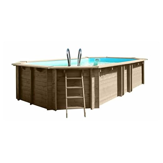 Gre Kpboc632 Kpboc632-Piscina Ovalada Sunbay 632 X 335 X 130 Cm Con Escalera Ext. Madera/Int. Acero Inoxidable Y Filtro De Arena 6 M3/H