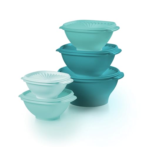 Tupperware Heritage Collection, New 10 Piece Food Storage Container Set in Vintage Green, Dishwasher Safe and BPA Free (5 Bowls, 5 Lids)