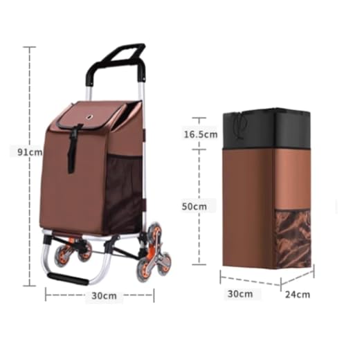 MHYSADGA Einkaufswagen mit Bungee-Cord, Einkaufstrolley, Faltbarer Einkaufswagen, Einkaufssackkarre mit 6 Rädern (A 91 * 30 cm) – Bild 3