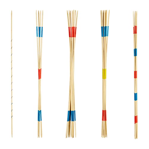 Relaxdays 10023493 Riesenmikado, XXL Mikado Spiel für Kinder & Erwachsene, Outdoor Gartenmikado, 31 Holzstäbe, 90 cm, natur-bunt