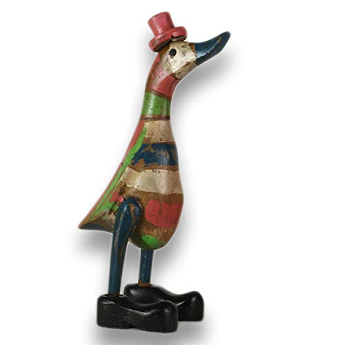 ART-CRAFT Holz Ente Lauf Ente Gartendeko Figur aus Bambus Wurzel und...