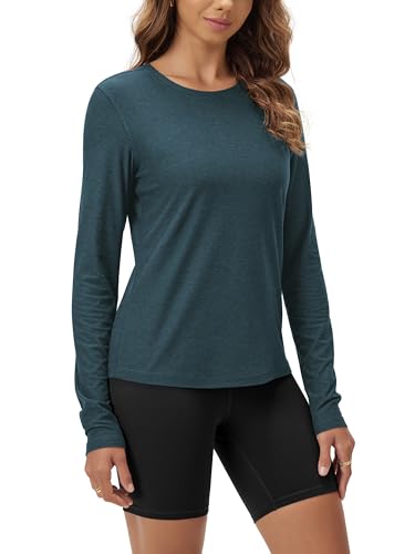 Image of ODODOS Women's Long Sleeve T-Shirt - Ultra Soft odSTRATUM Tech Performance Top UPF 50+ Breathable Crew Neck Pullover