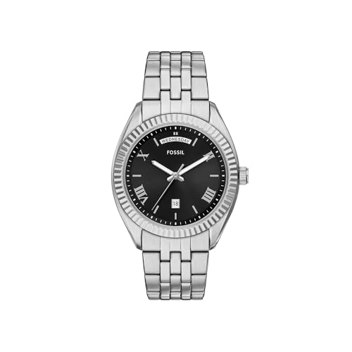 Fossil Men's Watch, Campbell Three-Hand Day-Date Stainless Steel Watch