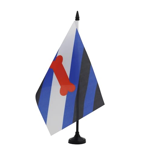 AZ FLAG - Tischflagge Puppy Pride des Welpen, Leder, 21 x 14 cm – kleine Flagge Bone Dog Pride, 100% Polyester, mit Fahnenstange von 25 cm und Sockel aus schwarzem Kunststoff