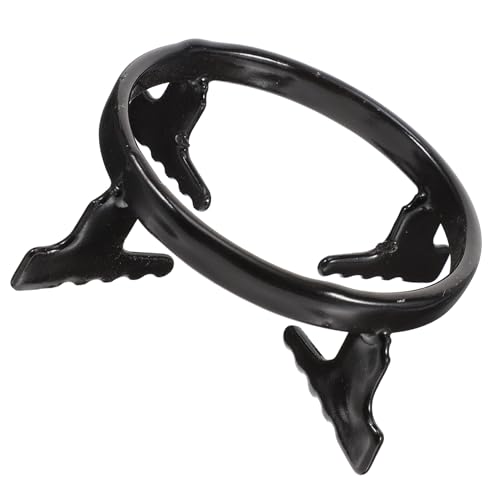 ERINGOGO ガスコンロ用滑り止めポットスタンド ブラック 耐熱ミルクポットホルダー 多機能コンロラック 蒸し器や鍋置きにも適合