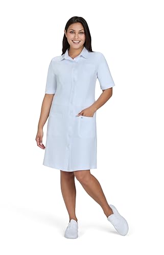 KOI Scrubs Essentials Isabella Womens Water Repellent 3-Pocket Dress White Small