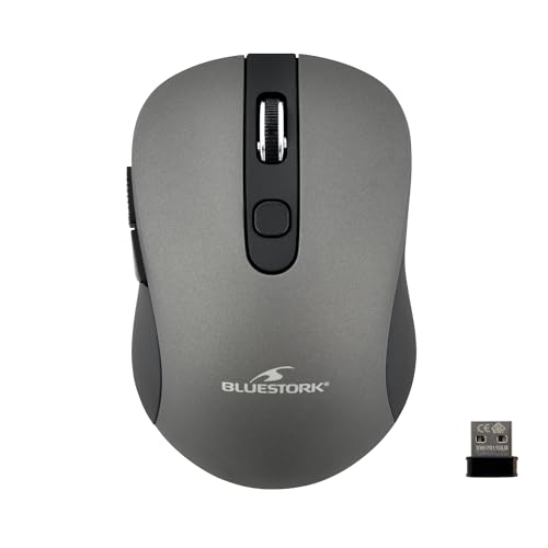 NOUVEAU BLUESTORK Souris sans fil 6 boutons gris métal- 2,4 GHz - jusque 1600 Dpi - compatible Windows et Mac