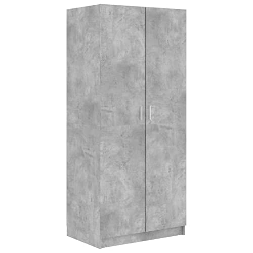 vidaXL Armario de Aglomerado Armario Auxiliar Armario Ropero Mueble Auxiliar para Dormitorio Habitación para Ropa y Pantalón Gris Hormigón