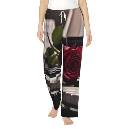 Bas de pyjama chaud pour femme motif piano idéal pour les nuits d'hiver