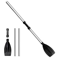 BNGXR Kajak Padde, Kajakpaddel Aluminium, Verstellbare Teleskop Paddel, 120 cm Paddel Set für Kanufahren Kajkak Schlauchboot, Schwarz