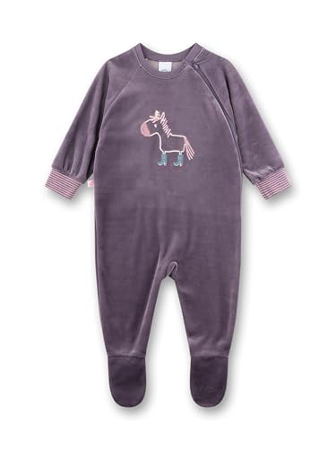 Sanetta Baby-Strampler lila Esel aus Nicki | Praktischer und bequemer Strampler aus Nicki für Mädchen.