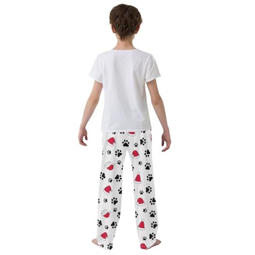 Boys' Pants Christmas Hat Dog Paw Long Bottoms Jogger Pants Elastic Waist Trousers with Pockets S-XL3