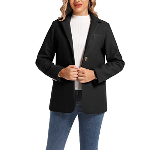 Women's Notch Lapel Two Button Wool Blend Blazer Suit Jacket2