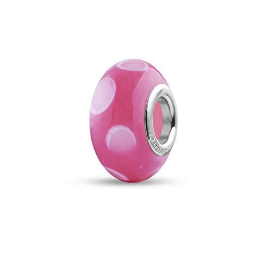 Preisvergleich Produktbild Quiges Glas Bead Perle für Damen Handgemacht Rosa mit Hellrosa Punkten