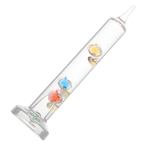 YOSADIER Termómetro de Galileo de Vidrio con Bolas de Colores, Adorno de Escritorio Elegante y Decoración para Hogar U Oficina con Diseño Único y Toque Artístico