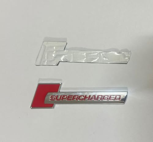 Image of Emblems for Car & Bike Metal Lo.go and Grill Me.tal Lo.go, Auto Accessories for Car Emblem 3D Badge Auto Racing Sport Sticker Grand Tourer Decal. (Chrome RED Supercharged Sticker)