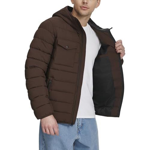 Image of Water Resistant Performance Stretch Hooded Puffer Jacket