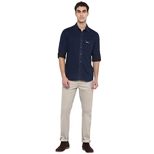 Image of Red Chief Denim Solid Fabric Full Shirt for Men
