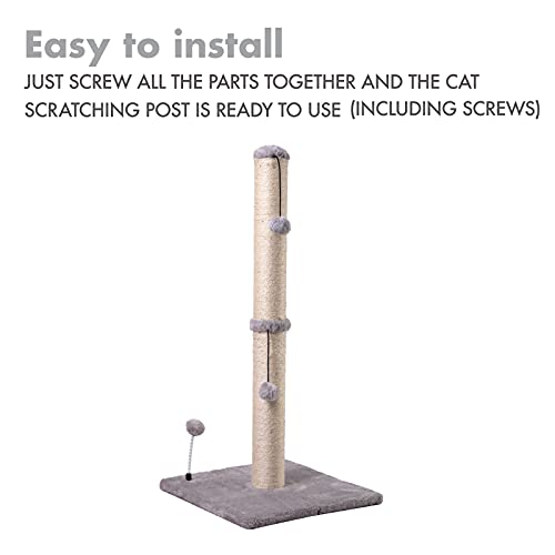 Mecool 34“ Tall Cat Scratching Post Premium Basics Kitten Scratcher Sisal Scratch Posts Trees With Hanging Ball For Indoor Cats (34 Inches For Adult Cats, Gray) #TOP6