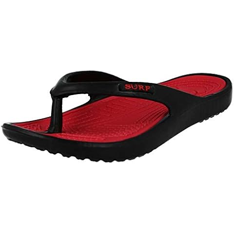 Ladies Beach Eva Toe Post Flip Flop Surf Sandals New Summer Flat Beach Shoe (7 UK, Black/red) Cover