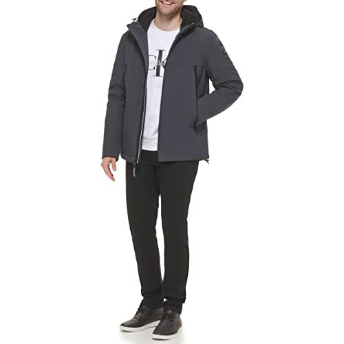 Image of Calvin Klein Men's Winter Coats - Sherpa-lined Hooded Soft Shell Jacket