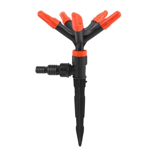 ZDAGELD Rociador de Agua de 5 Boquillas para Riego de Jardines, Cabezal de Rociador Automático con ángulo de Rotación de 0 360° y Patrones de Rociado Ajustables, Fabricado con Plástico