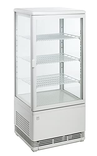 METRO Professional Vitrine Réfrigérée GGC2078, Plastique/Verre, 42,8x 38,6x96 cm, 78 l, Froid Ventilé, Étagères Réglables, Verre de Sécurité, Blanc