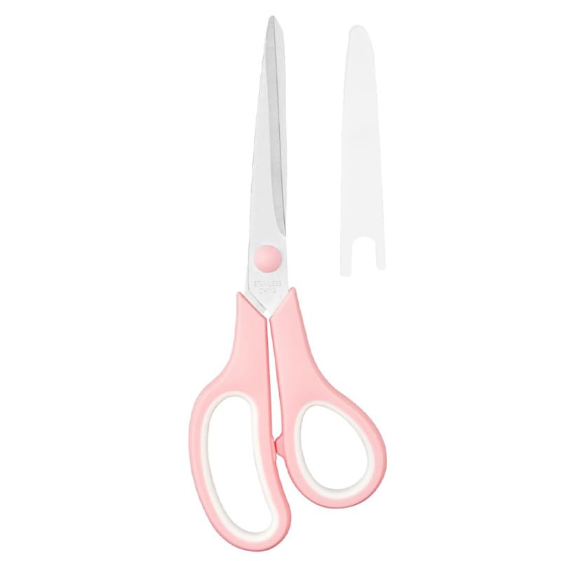 8 All Purpose Scissors Ultra Sharp 2.5mm Thick Blade Shears Comfort-Grip for Office Desk Accessories Sewing Fabric Home Craft School Supplies Right/Left Handed Pink
