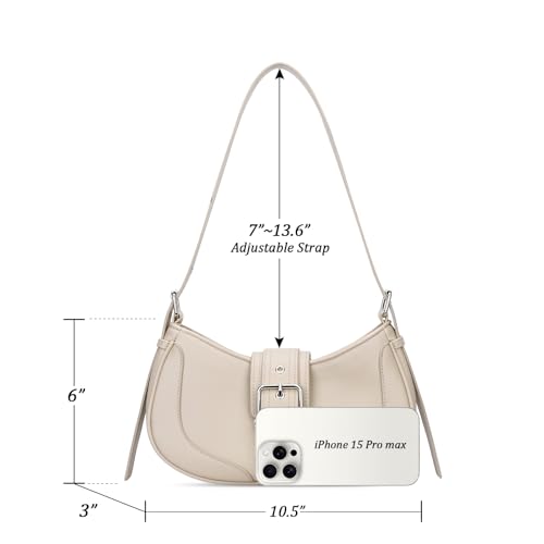 Image of KKXIU Shoulder Bags for Women Retro Vegan Leather Purse | Small Crescent Trendy Clutch | Y2K Underarm Hobo Handbag with Adjustable Strap