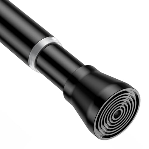AIZESI Spring Tension Rods Adjustable Tension Curtain Rod Small Tension Rod No Drilling Expandable Spring Loaded Curtain Tension Rod?Black,45" to 77"-1Pcs)