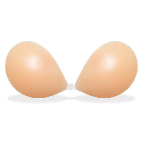 Image of MITALOO Adhesive Bra Invisible Sticky Strapless Push up Backless Reusable Silicone Covering Nipple Bras Creme