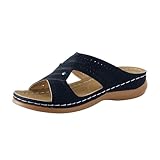 Nkgra Sandals for Women Wedge Shoes Comfortable Summer Slip On Sandal Lightweight Memory Foam Platform Shoes Blue