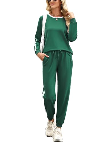 Image of Marvmys Women Long Sleeve Tracksuits Fashion 2 Piece Lounge Set Travel Outfits Jogger Set