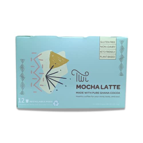 Ghanaian Mocha Latte Coffee Pods. Made with Calming Magnesium for Natural Stress Relief and Clear Thinking. Recyclable pods for Keurig coffee maker