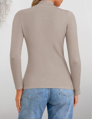 ZESICA Women's Fleece Sherpa Lined Sweater 2025 Winter Thermal Shirts Long Sleeve Mock Neck Slim Fitted Pullover Tops4