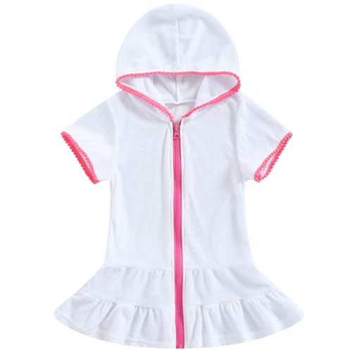 Image of Mubineo Toddler Girl Long Sleeve Swimsuit Beach Dress Cute Cover Ups Ruffle Bathing Suit Cover Up Kimono Kids Swimwear