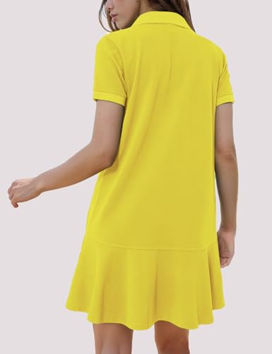 Image of Flygo Womens Polo Dress Summer Short Sleeve Ruffle T Shirt Dress