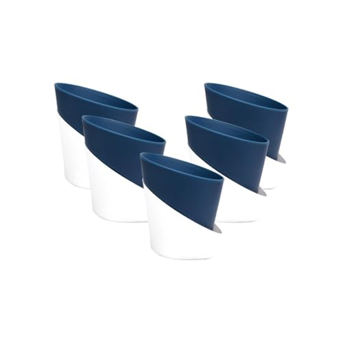 Image of Harshdeep Self Watering Pots for Plants - Atlantis - Indoor Outdoor Home Livingroom Garden Tabletop Decorative Plastic Planter 4 Inch Set of 5 (Midnight Blue)