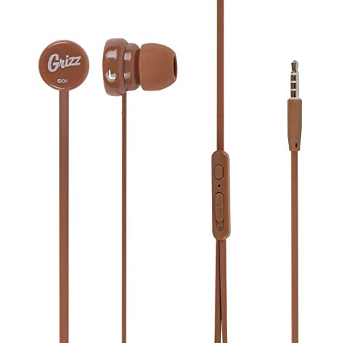 MINISO We Bare Bears in-Ear Headphones with Microphone and Free Storage Bag Comfortable Earbuds for Mobile Phone Smartphones (Brown)