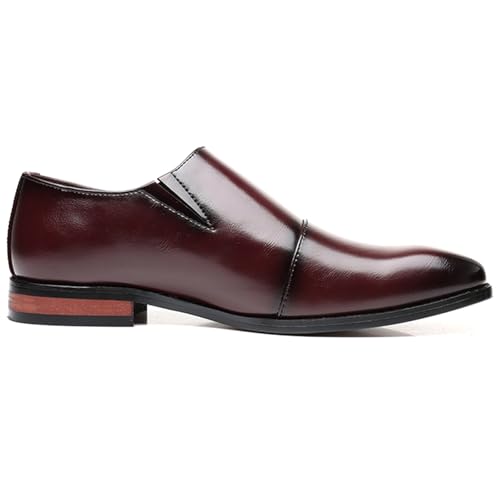 WUIWUIYU Mens' Monk Style Dress Shoes Side Lace up Wingtips Vintage Prom Wedding Flats Shoes Oxfords3