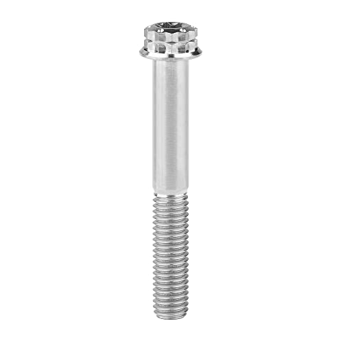 Image of Titanium Flange 12 Point Head M8 x15 20 25 30 35 40 45 50 55 60 65mm Screw Bolt Pack of 4 (M8x55mm, Normal Titanium)