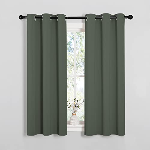 Image of NICETOWN Blackout Draperies Curtains for Kids Room, Window Treatment Thermal Insulated Solid Grommet Blackout Drape Panels for Bedroom (Dark Mallard, Set of 2, 34 by 54 inches)