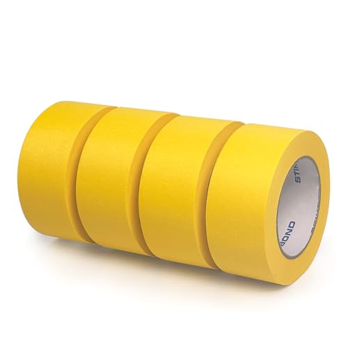 Image of 4-Packs Yellow Painters Tape 2inch x 55 Yards (220 Total Yards), Medium Adhesive Yellow Masking Tape for Wall Painting, Furniture Painting, DIY Handmade Decoration