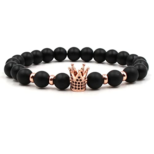 Bracelet en pierre de lave avec couronne WXKAGF, le cadeau idéal unisexe