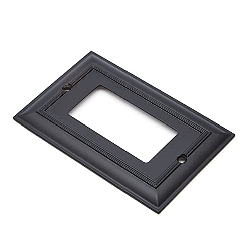 Amazon Basics Decorative 1-Gang Duplex Wall Plate - 3-Pack, Flat Black #TOP1