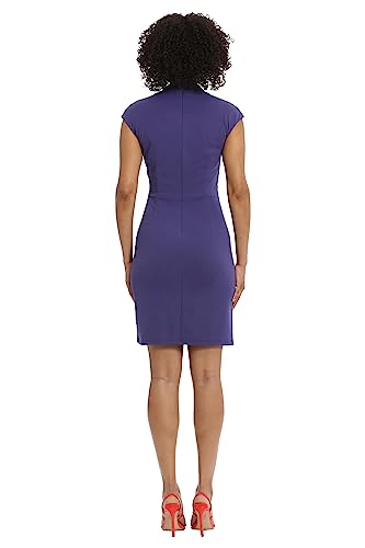 Maggy London Women's Wrap Look Twist Detail Cap Sleeve Dress Career Office Workwear Event Guest of3