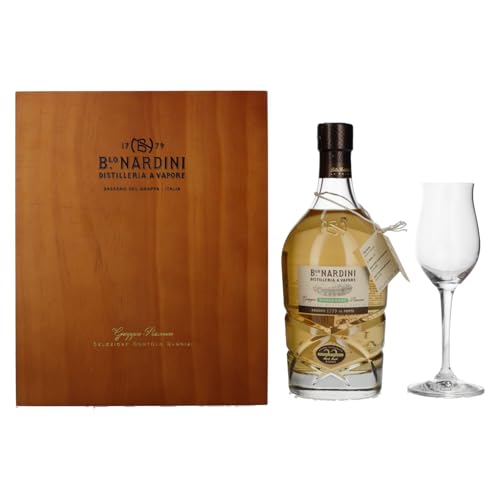 Perfetto come regalo Nardini Grappa Riserva 22 ANNI Single Cask 45% Vol. 0,7l in Holzkiste with glass