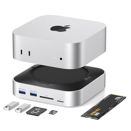 Hub USB-C para Mac mini M4 con puertos de 10Gbps y salida HDMI DP para doble pantalla extendida